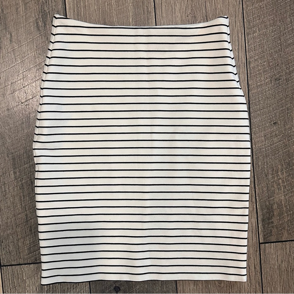 Torn by Ronny Kobo Black and White Striped Mini Skirt, Size XS